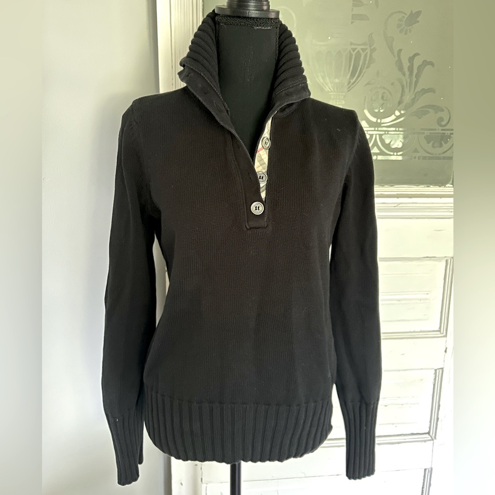 Burberry turtleneck henley sweater with split button neck